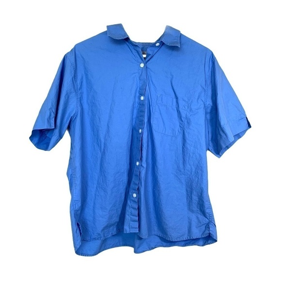 Vintage 90’s Eddie Bauer Blue Short Sleeve Button Up Top Size Extra Large - Picture 3 of 15